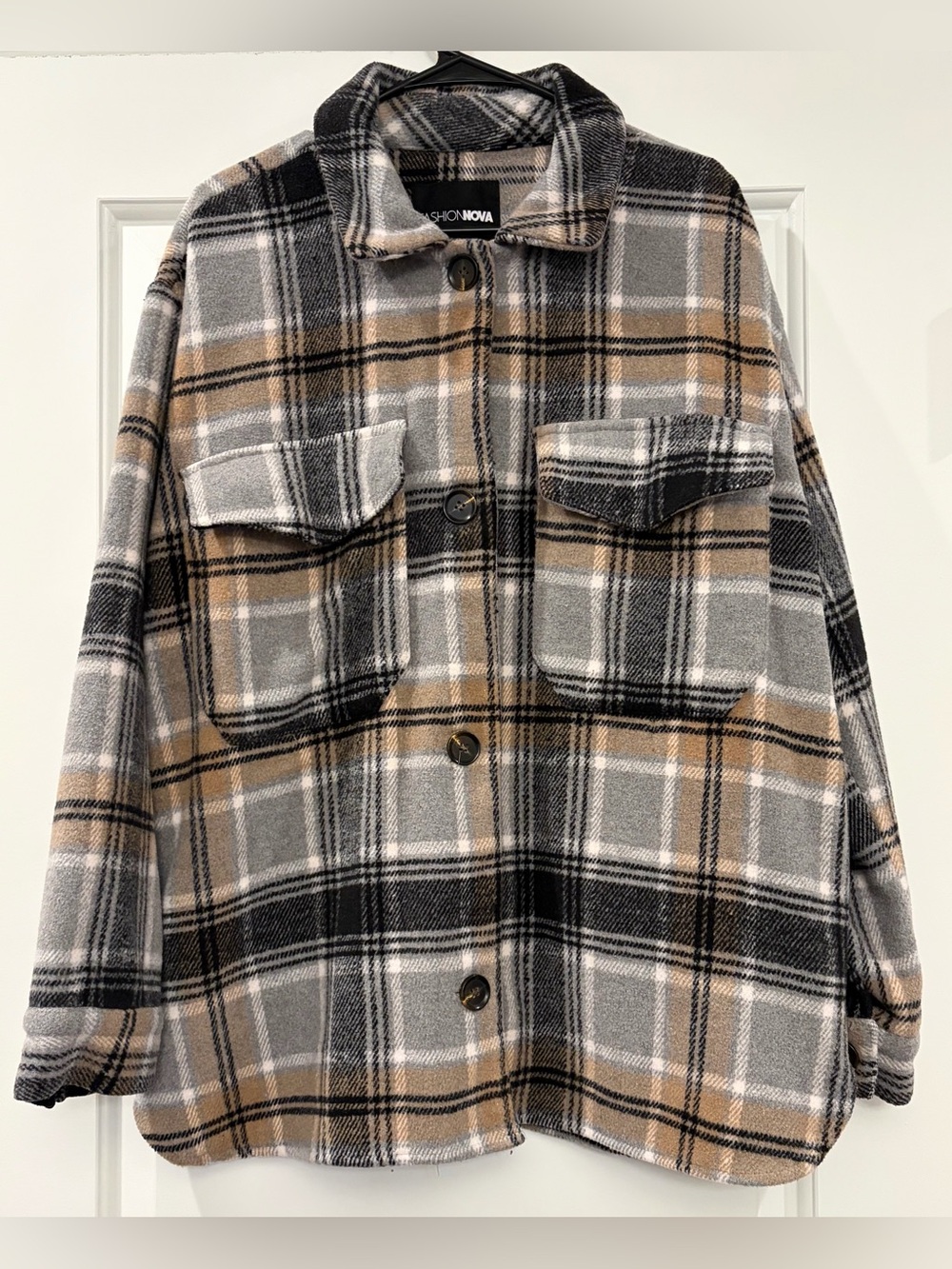 Fashion Nova Move Up Plaid Shacket - Oversized